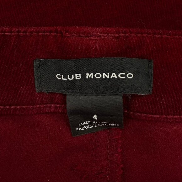 Club Monaco Red Burgundy Velvet Corduroy Pants Size 4 - Picture 5 of 7